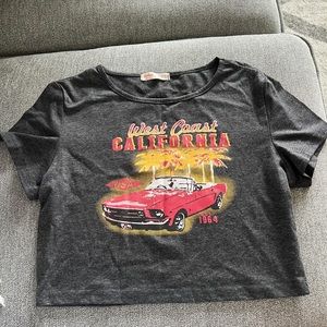 Gray graphic crop top